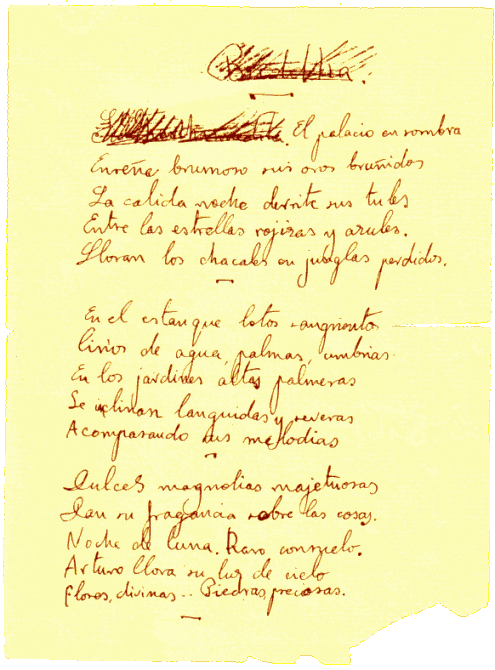 cuartilla 1 del poema Buddha de Garcia Lorca